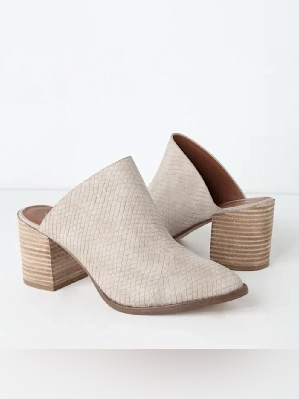 Report Tosh Snakeskin Textured Block Heel Mules